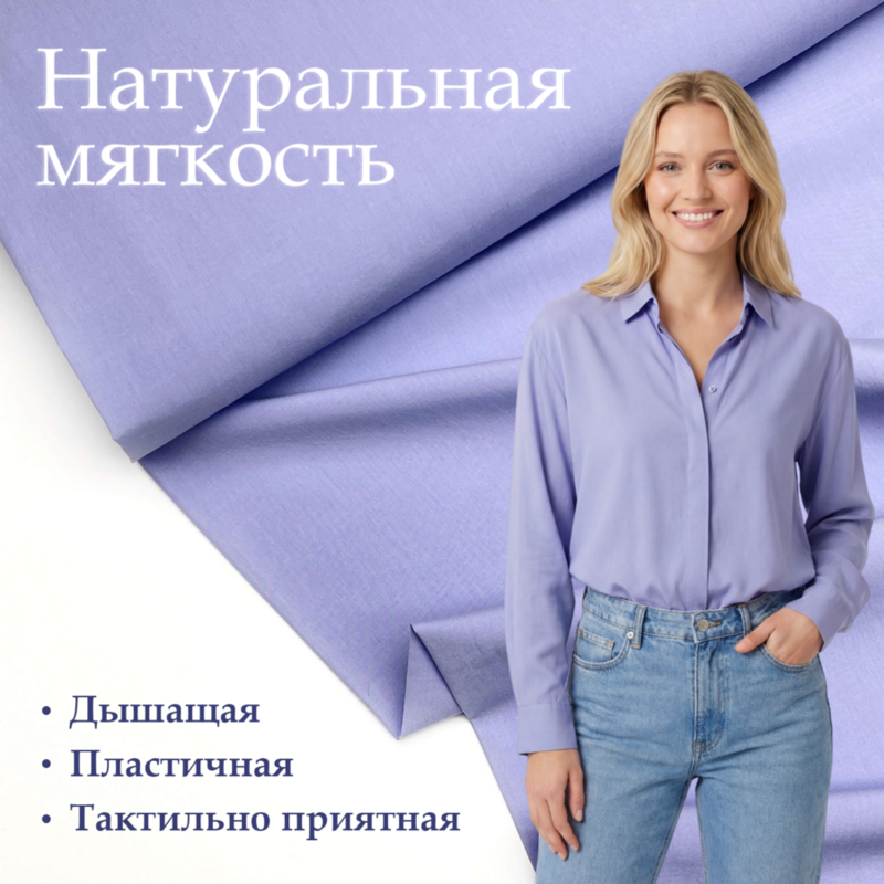 Рубашечная ткань. Тенсель-хлопок (60%/40%). Лавандово-голубой. CN-HTL-003