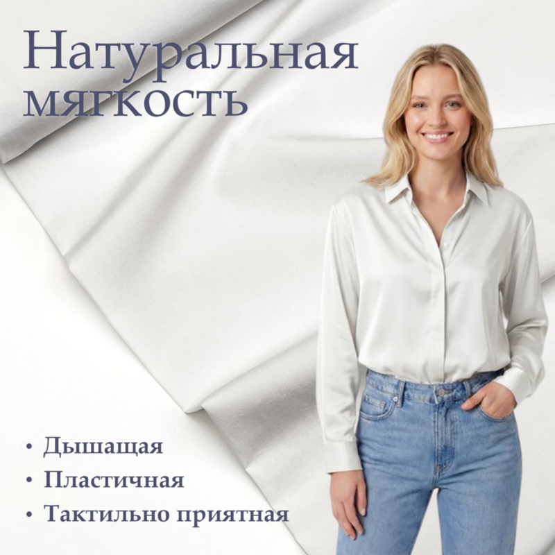 Рубашечная ткань. Тенсель-хлопок (60%/40%). Белый. CN-HTL-005